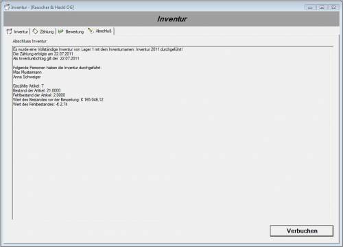 Abschluß der Inventur