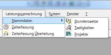  Leistungsverrechnung Stammdatenmenü