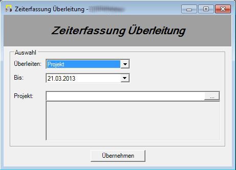 Projekt überleiten